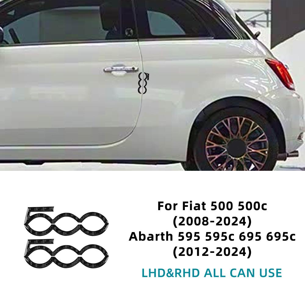 For Abarth 595 695 595C 695C 2012-2024 /For Fiat 500 500C 2008-2024 Real Soft Carbon Fiber Sticker Car Door Decor Interior Trim