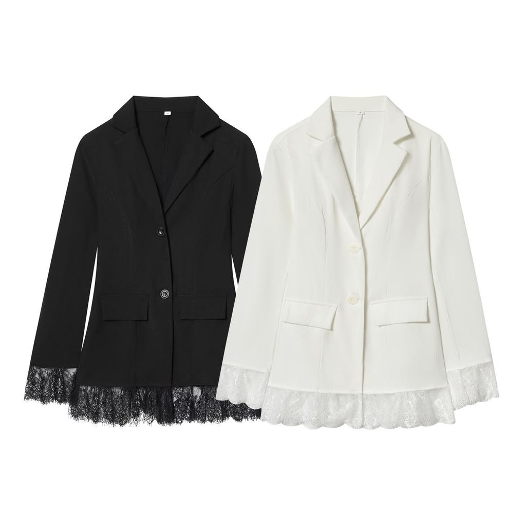 New women's clothing, cross-border fashion waist slim lace splicing blazer