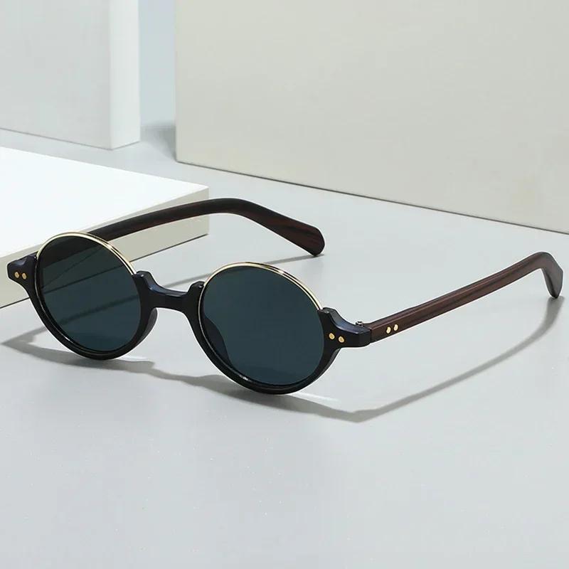  Vintage Rimless Round Sunglasses Women Fashion Leopard Tea Gradient Shades UV400 Men Trending Rivets Punk Sun Glasses