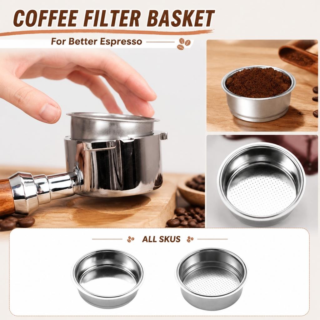 Creative Coffee Portafilter Basket Stainless with Filter for Machines