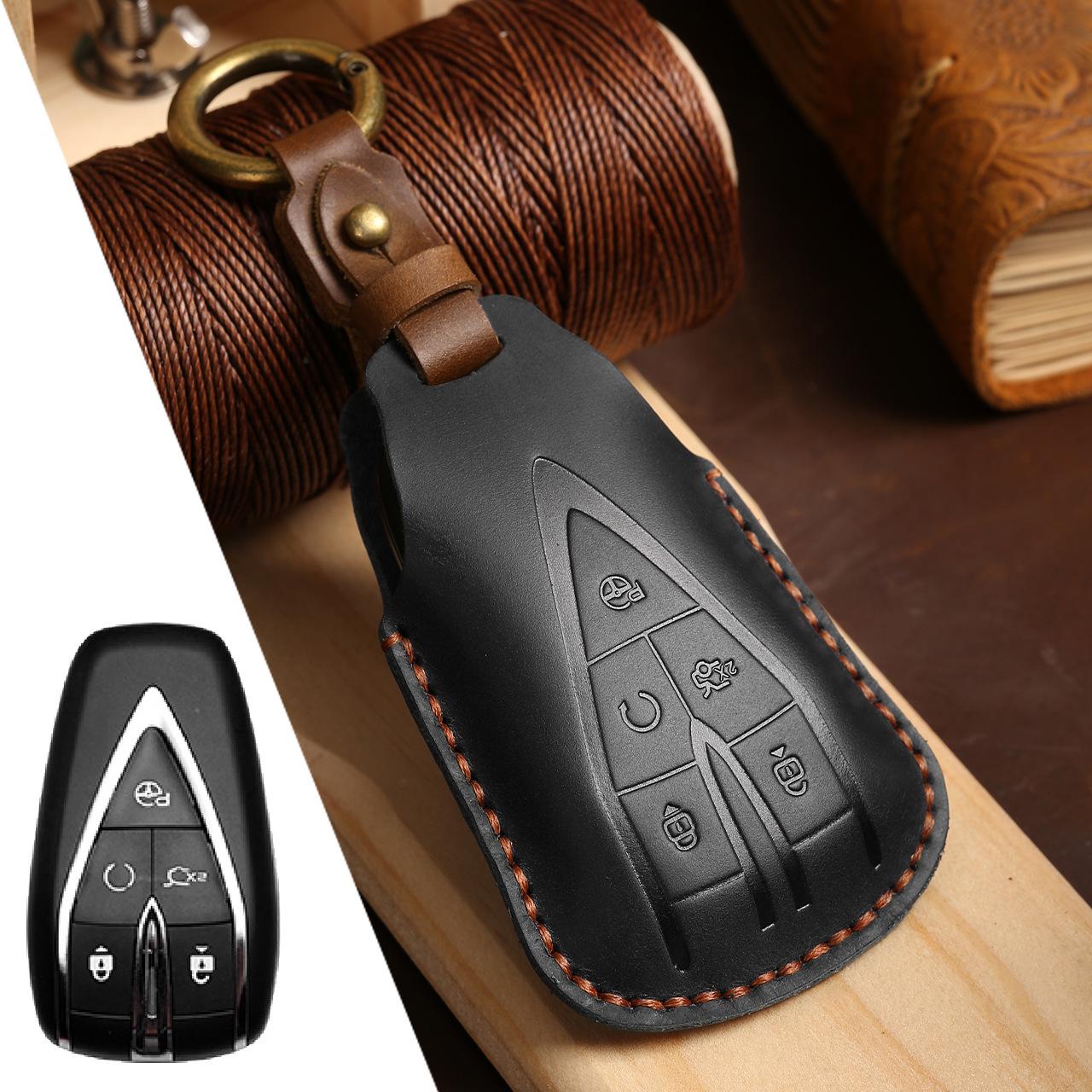 

Кожаный чехол для автомобильного ключа подходит для CHANGAN CS35 plus CS55 plus CS75 plus 5 key black