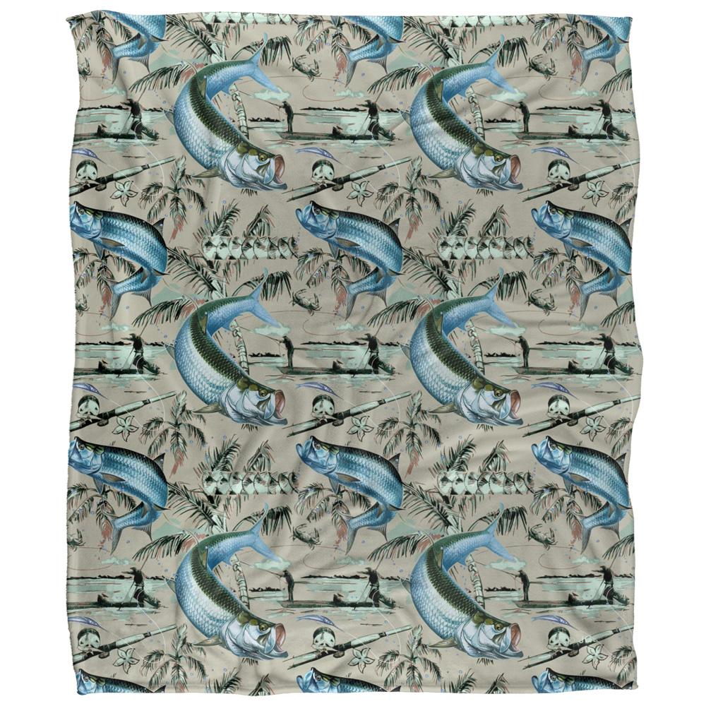 JQ Licensing Jl-Jp-Jq Silky Tiki Flower Fishing Supersoft Blanket