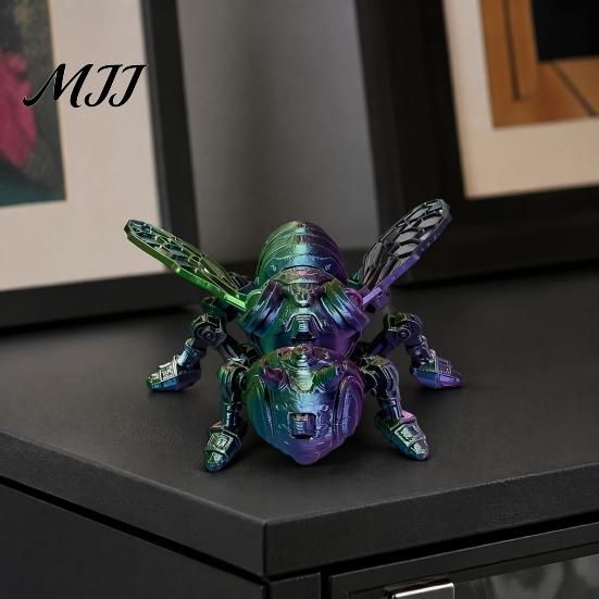 3D Printed Insect Ornament Mechanical Bee Figurine, Articulated Ornament, Movable Joints Cool Dashboard Accessory for Car Desktop Display,