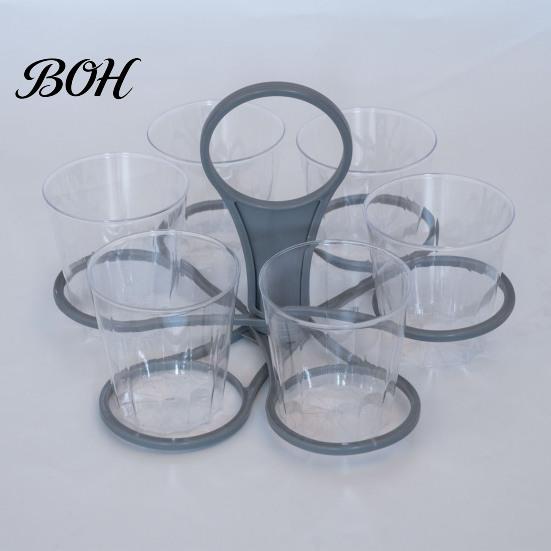 Sturdy Drink Caddy for 6 Cups 6-Cup Carrier with Handle, Foldable Space Saving Cup Caddy, Portable Coffee Holder Reusable PP Tray Delivery Outdoor