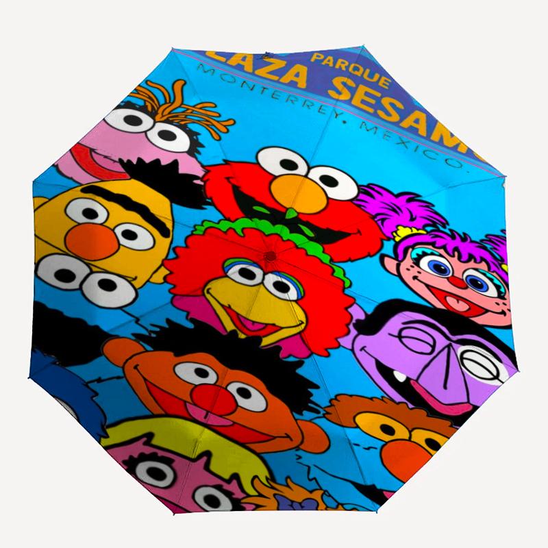Sesame Street Theme Automatic Umbrella, Lightweight & Portable, 8 Rib, Perfect for Outdoor Travel, Birthdays, Christmas, Gifts.