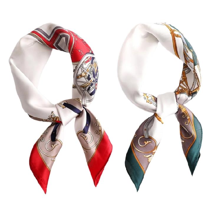 Small Square Scarf with Beautiful Print for Modern Women Soft Breathable Silk Like Bandana Scarves Party Neckerchief