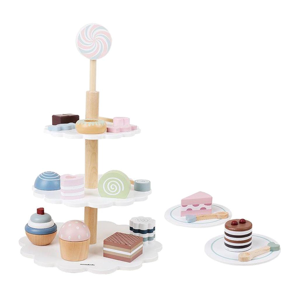 2 Pretend Food Set Play Desserts Cake and Donuts - Birthday Gifts Toy for Boys, Girls,
