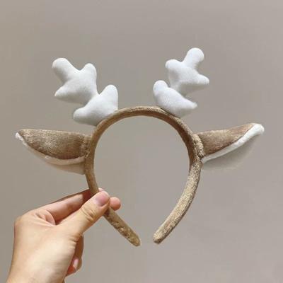 Cerchietto natalizio con corna, elastico, antiscivolo, in peluche, adatto a tutte le età, capelli di Natale
