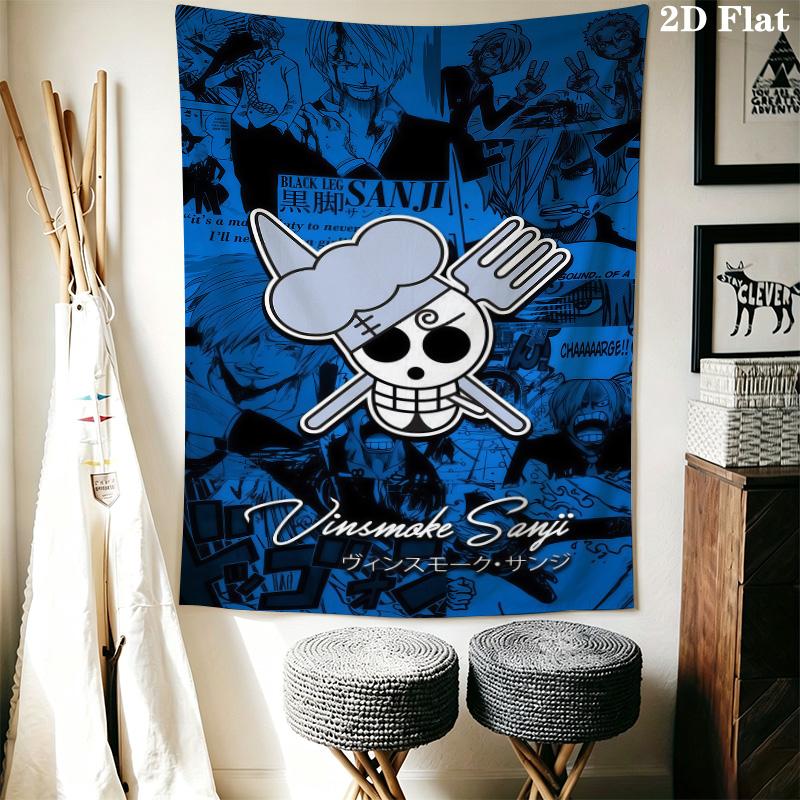 One Piece Straw Hat Pirates Wall Tapestry Aesthetic Wall Hanging Printed Fabric Blanket Decorative Tapestries For Bedroom Living Room Home Decor