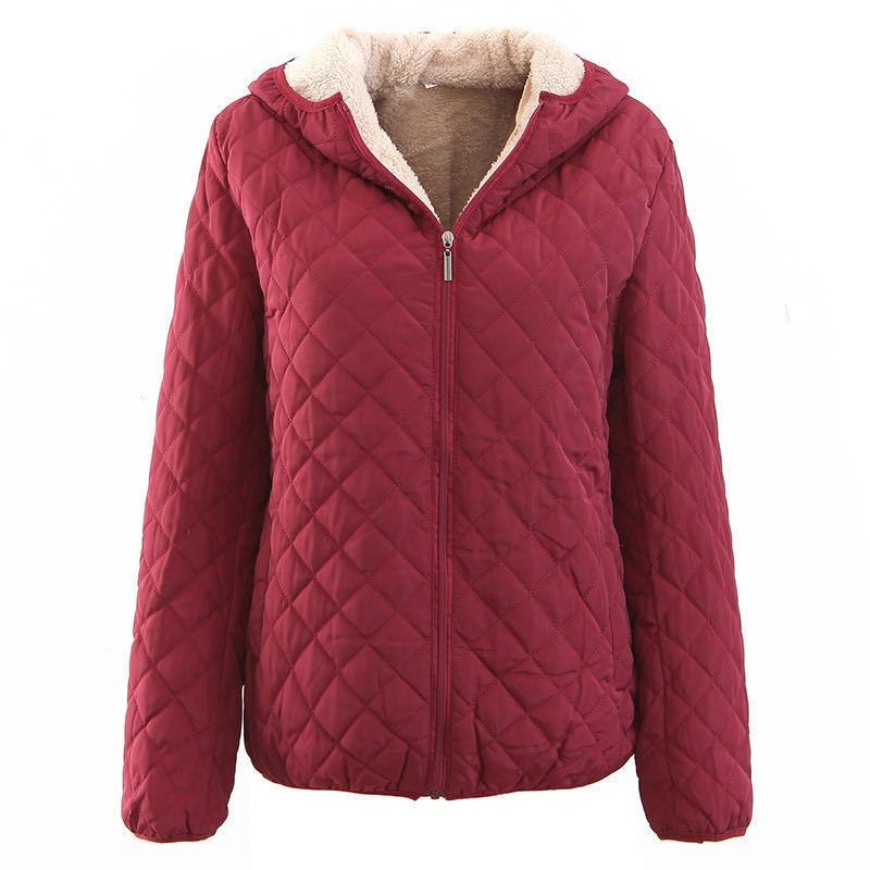 Women S Hooded Long Sleeve Thick Cotton Padded Short Coat Casual Winter