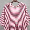 Beach Holiday Striped Loose Hoodie Short Sleeve Dress for Women - Plus Size Korean Style