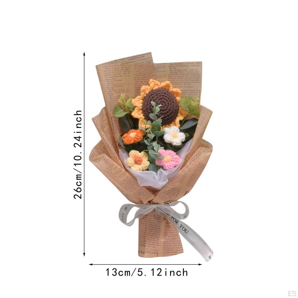 Crochet Flower Bouquet Artificial Finished Home Office Decor Floral