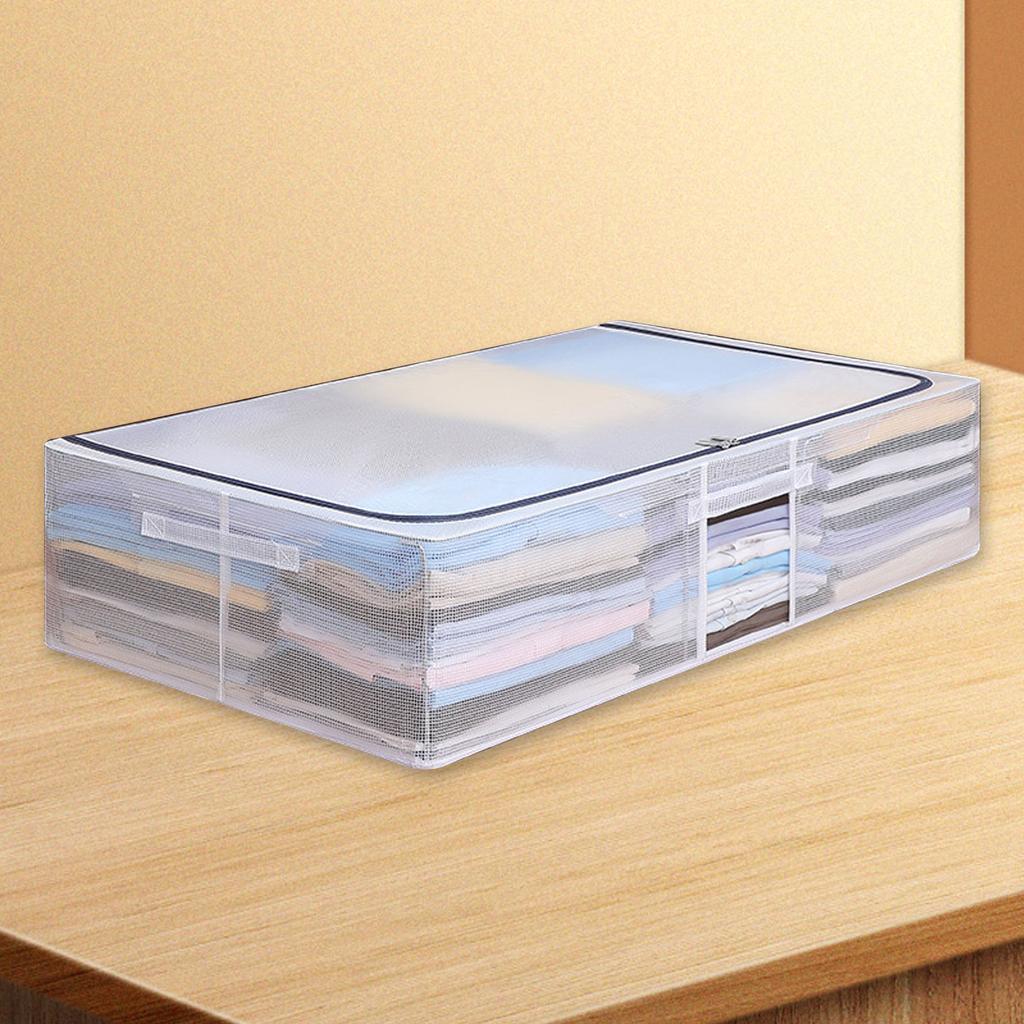 Transparent Mesh Clothes Organizer with Lid Large Capacity Moisture Proof Clothing Storage Box for