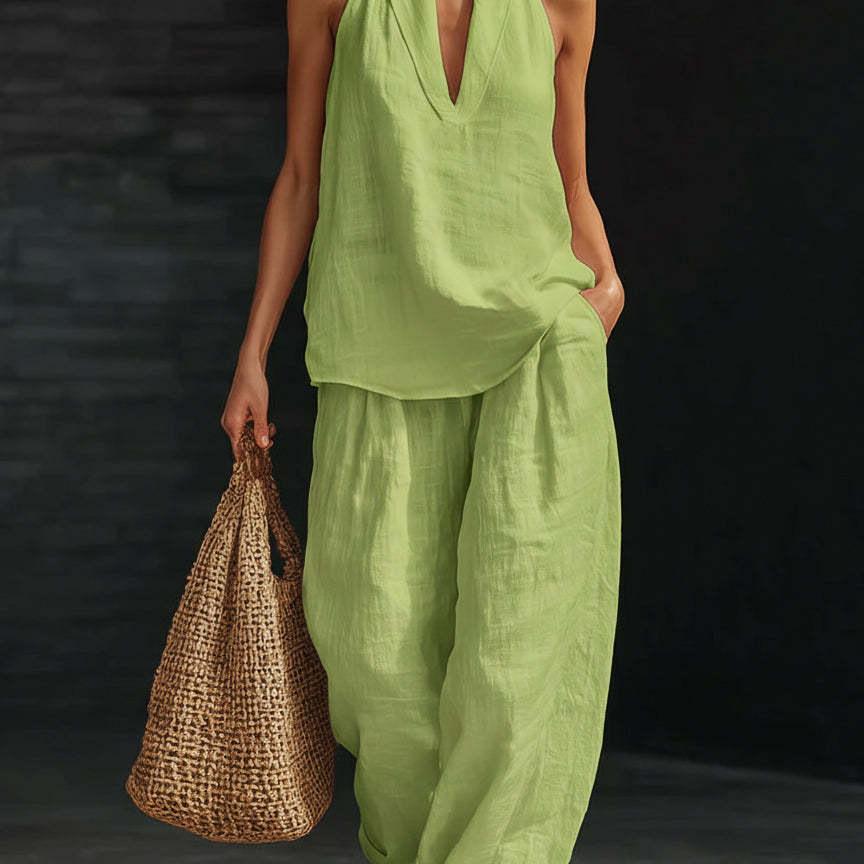 Halter V-neck Sleeveless Women's Casual Set 2026
