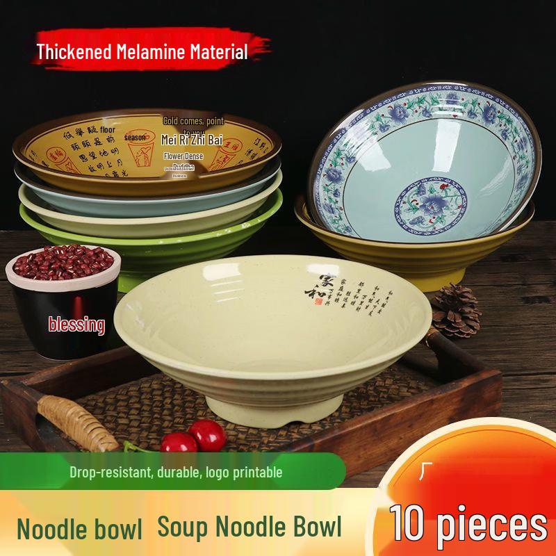 Durable Melamine Noodle Bowls (10-Pack)