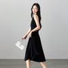 Minimalist round neck sleeveless vest dress for 2026 spring fashion, versatile and slimming, mid length dress