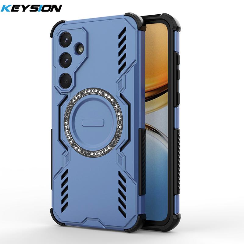 KEYSION Hollow Heat Dissipation Case for Samsung A55 5G Silicone+PC Magnetic Cooling Shockproof Phone Cover for Galaxy A55 5G