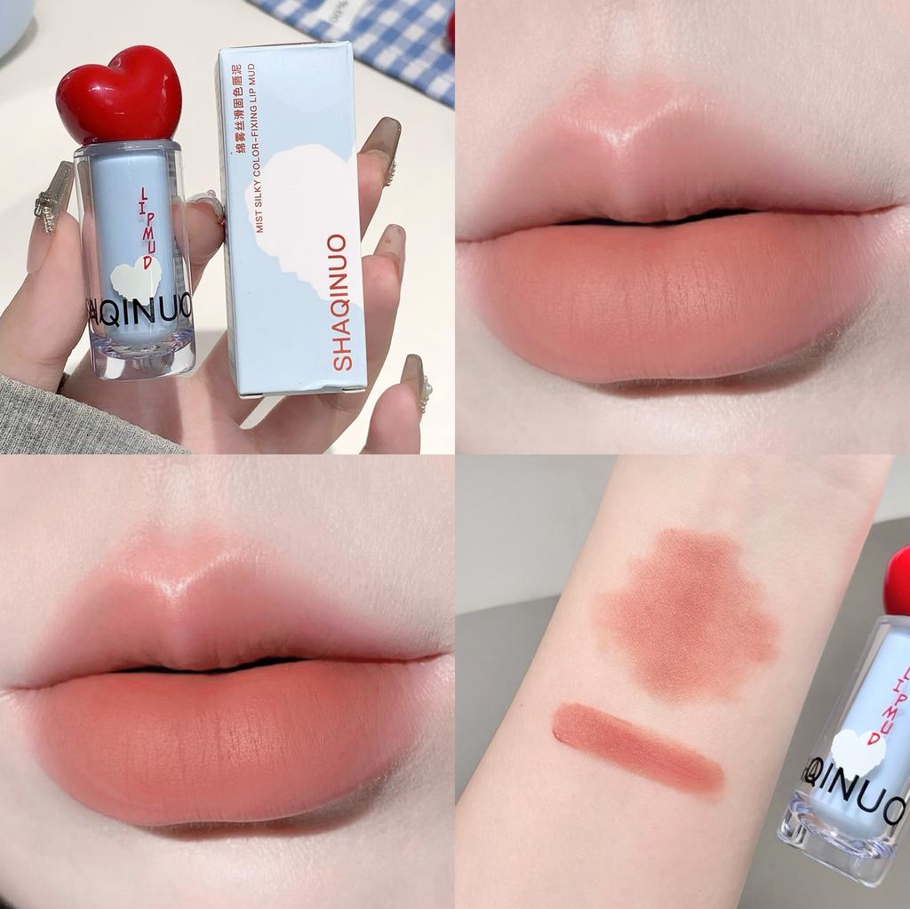 SHAQINUO Velvet Matte Lip Mud Soft Mist Mousse Lip Glaze Apple Long-lasting Non-sticky Makeup Cosmetics Lipstick