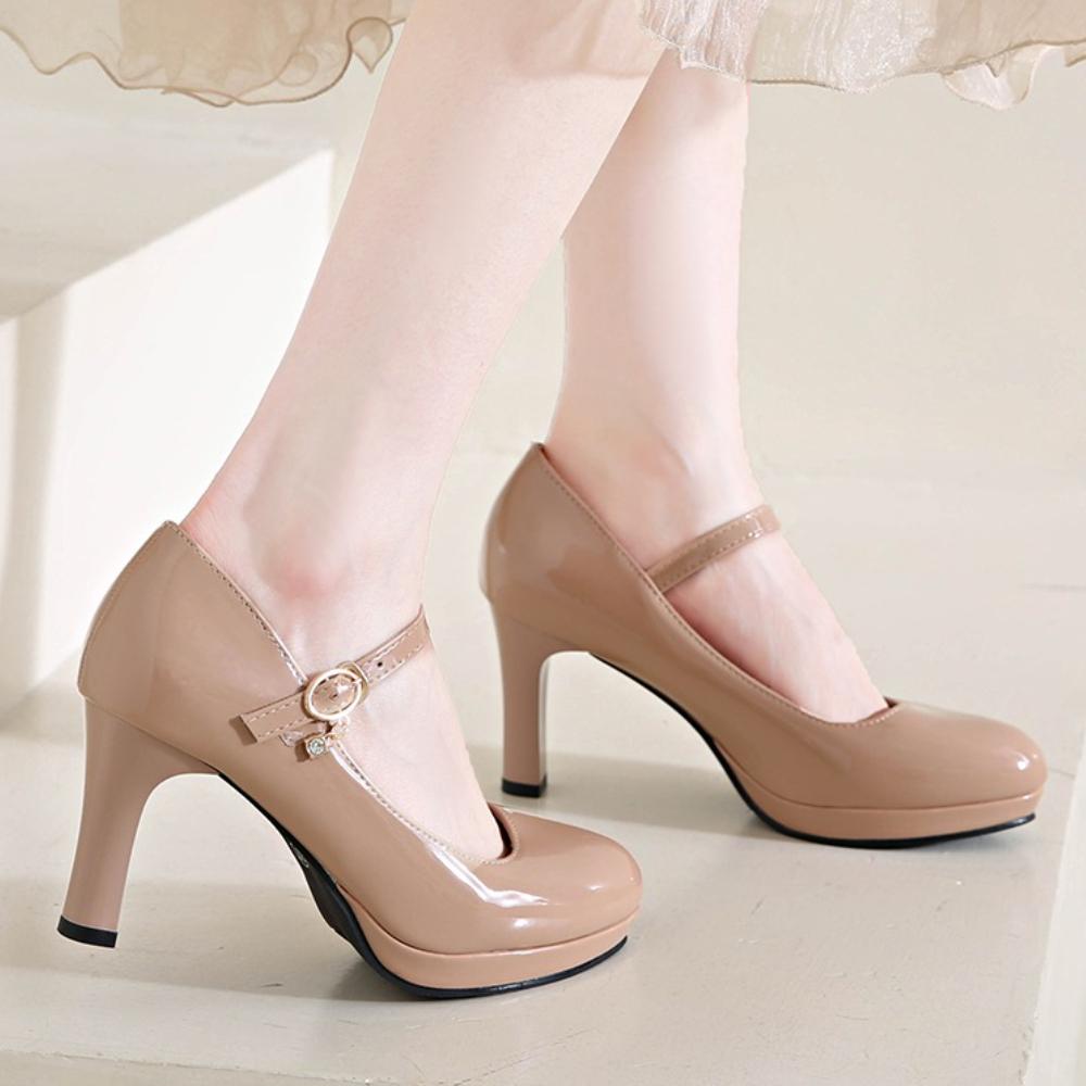 Fashion 2025 Women's Black High Heels Spring Casual Shoes Women's High Heels Solid Color Wedge Shoes Plus Size High Heels Size 34-42