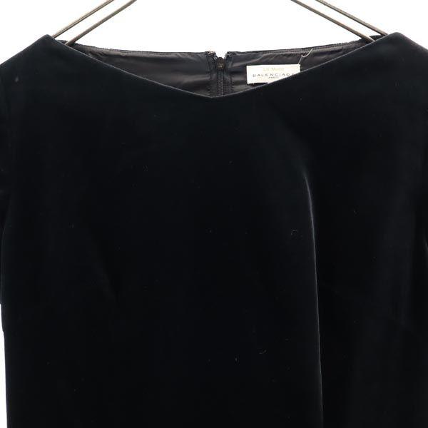 BALENCIAGA made in Japan Short sleeve Velor-like one piece 40 black Women Used