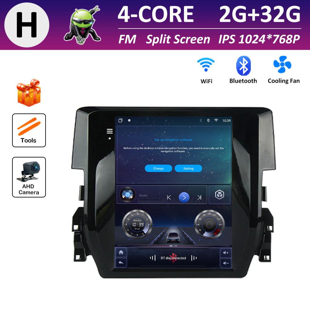 Android Intelligent System Bluetooth for Honda Civic 10 FC FK 2015 2016 2017 - 2020 IPS Touch Screen DSP Stereo Accessories WIFI