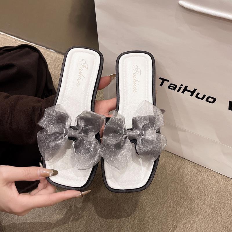 Sommersandalen im Feenstil für Kinder - Koreanische flache Flip-Flops mit eckiger Zehenpartie für Damen