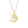 Moon Star Necklace: Women's Summer Jewelry, Versatile Starry Design, Simple Trendy Style for Collarbone.