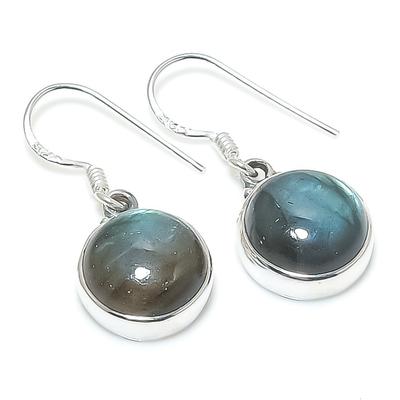 Natural Labradorite Gemstone 925 Solid Sterling Silver Gift Earring 1.25" I1q37
