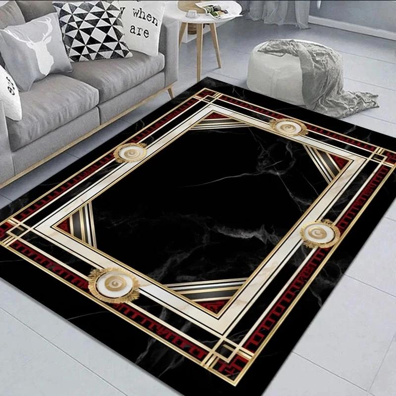 Black Gold Marble Carpet for Living Room Sofa Table Large Area Rug Entrance Non-slip Door Mat Kitchen Hallway Balcony Rugs Decor