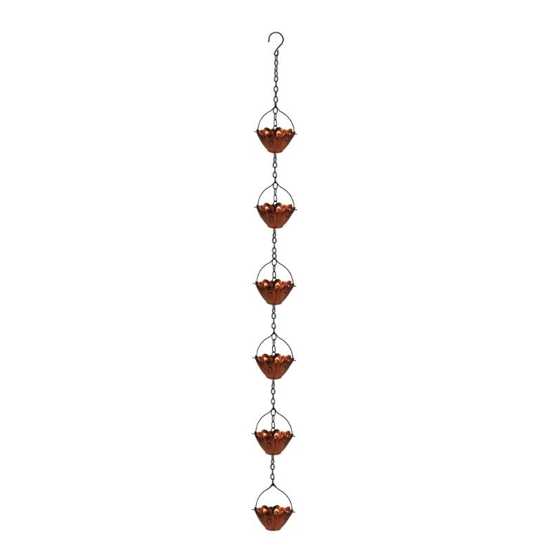 Catena per la pioggia in metallo Fiori vintage Raccoglitori di pioggia per grondaie esterne Grondaie Drenaggio sottotetti Resistente alla ruggine Decorazioni da giardino