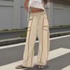 Women's Wide Leg Pants With High Waisted Straight Leg And Spliced Pocket Casual Pants