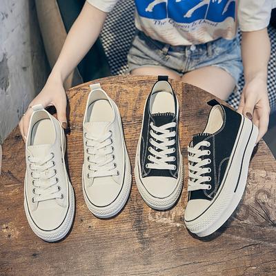 New Thick -Soled Heightened Canvas Shoes Korean Version Of Small White Shoes Student Casual Lace -Up Ins Trendy Shoes Women 'S Shoes