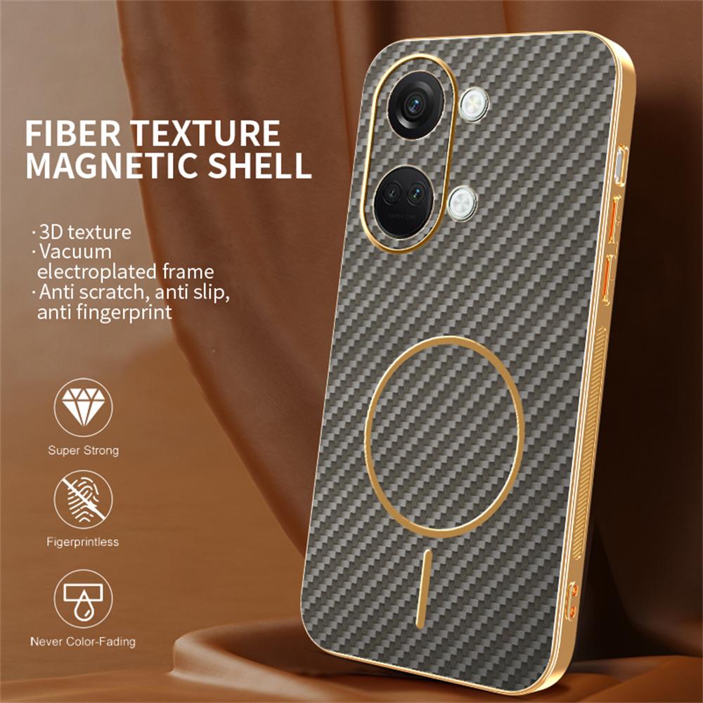 For OnePlus Ace 2V/Nord 3 5G Phone Case Carbon Fiber Textured Electroplated TPU Back Cover
