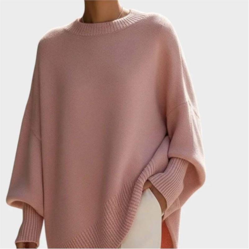 Neue Damen Herbst- und Winter-Pullover mit Rundhalsausschnitt und langen Ärmeln, gestrickter Pullover, lockerer lässiger Stil, einfarbiger Damen-Freizeitpullover