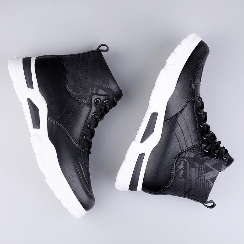 Fashion Man Boots Elevator Shoes Hidden Heels Cow Leather Fashion Ankle Boots For Male Increase Insole 7CM Height Increasing Shoes Men