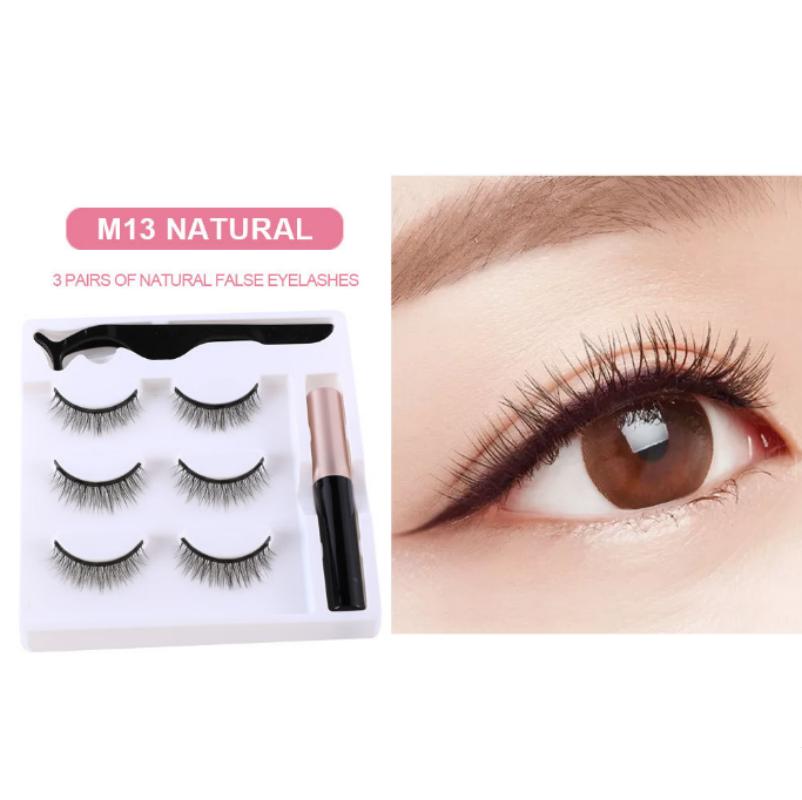 False Eyelashes 3 Pair Waterproof Handmade Mink Hair Thick Eye Lash Extension 5D Mink Natural Long False Eyelashes Magnetic False Eyelashes