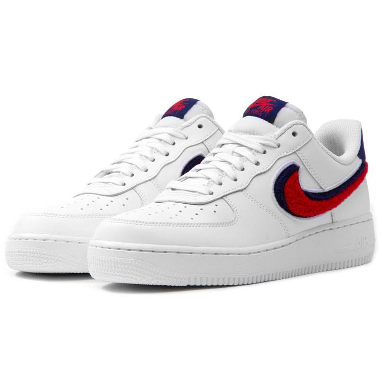 New Nike Air Force 1 Low 3D Chenille Swoosh White Red Blue 823511-106