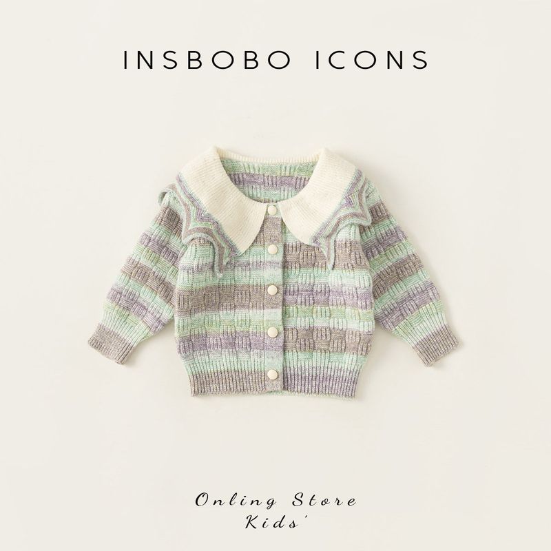 Baby Girl Knitting Autumn and Winter Cardigan Jacket Green 140