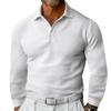 New Men's T-shirt Waffle Collar Button Slim Long Sleeve Polo Shirt