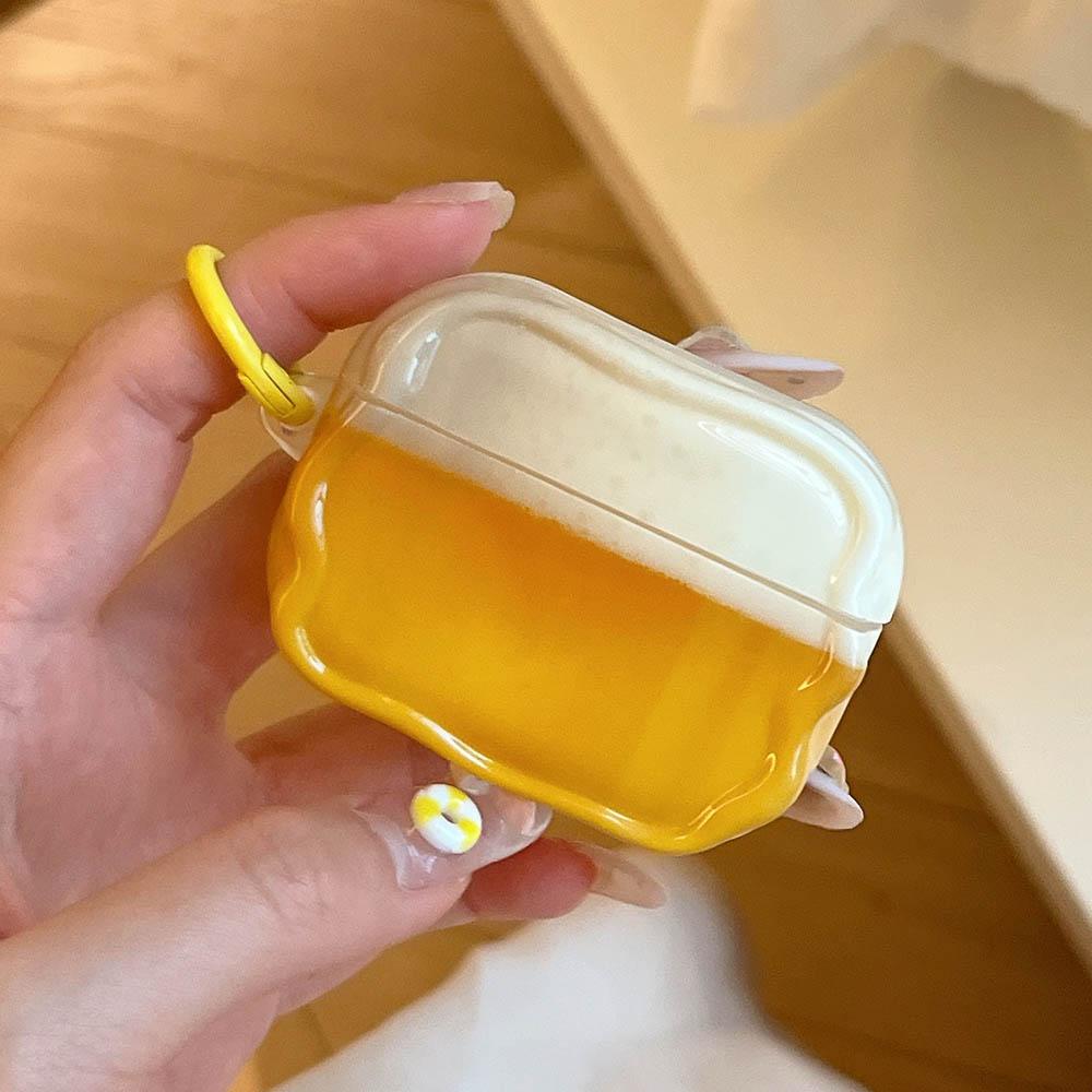Creatief Bierpatroon Ontwerp Oortelefoonhoesje Voor Airpods 4 Met Bier Hanger Golfvormige Cover Voor Airpods Pro 2 3 Generatie For Airpods 1 or 2