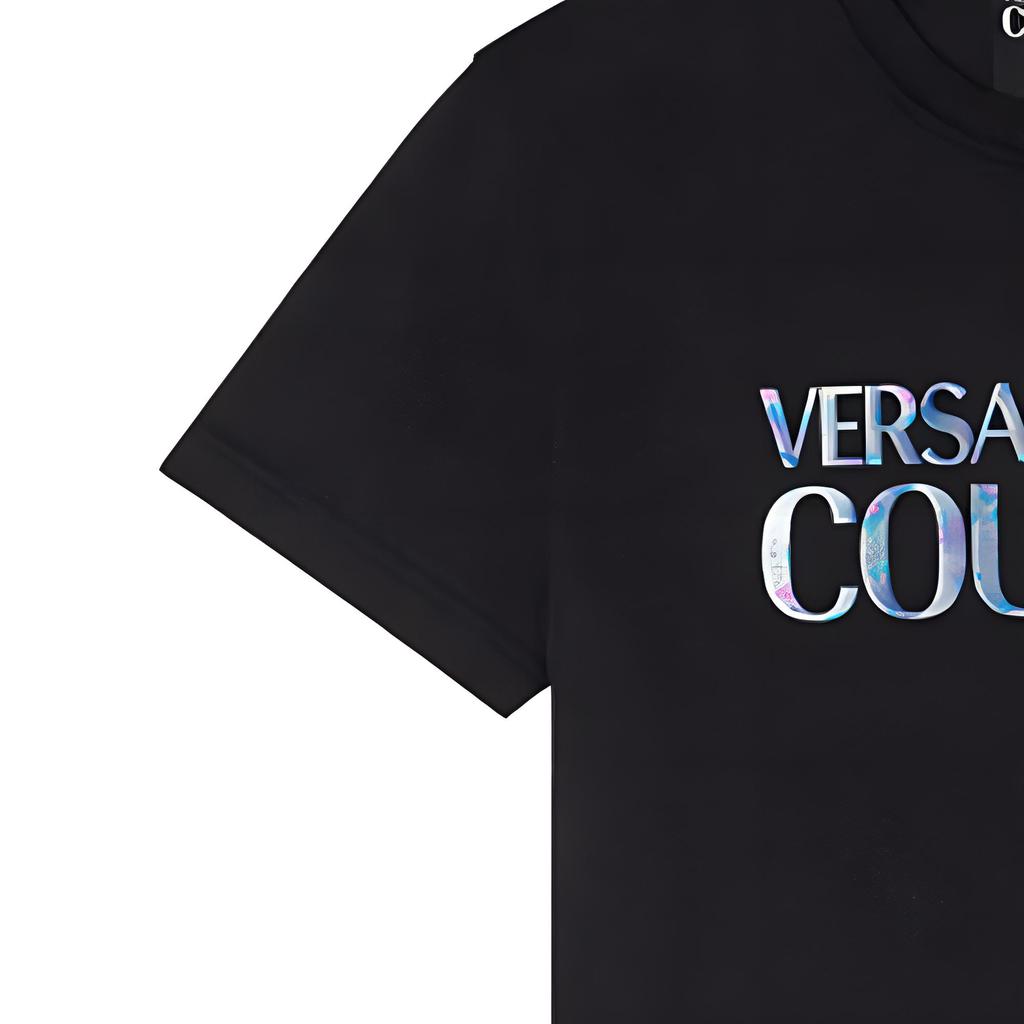 Versace Solid Letter Crew Neck Short Sleeve T-Shirt Men tops Black E72GAHP02-ECJ01P-EOT5