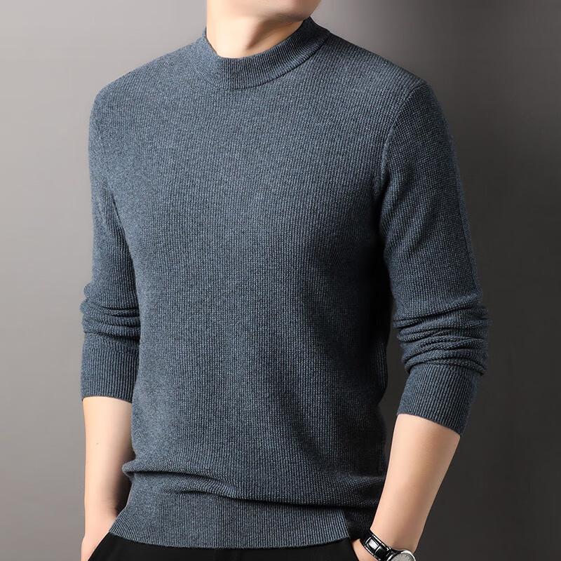 Hengyuanxiang Men's Cashmere Blend Striped Round Neck Sweater