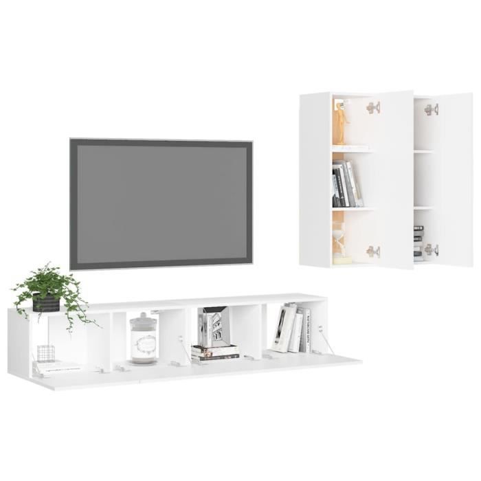 VidaXL TV Stand Set 4 Pcs, White Chipboard