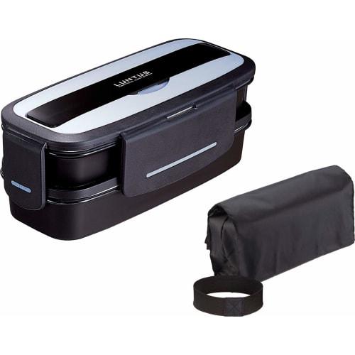 Asvel Lantus DB TLB-TS820 Silver Lunch Box, 820ml, 22.4cm W x 10.4cm D x 9.0cm H, with bag