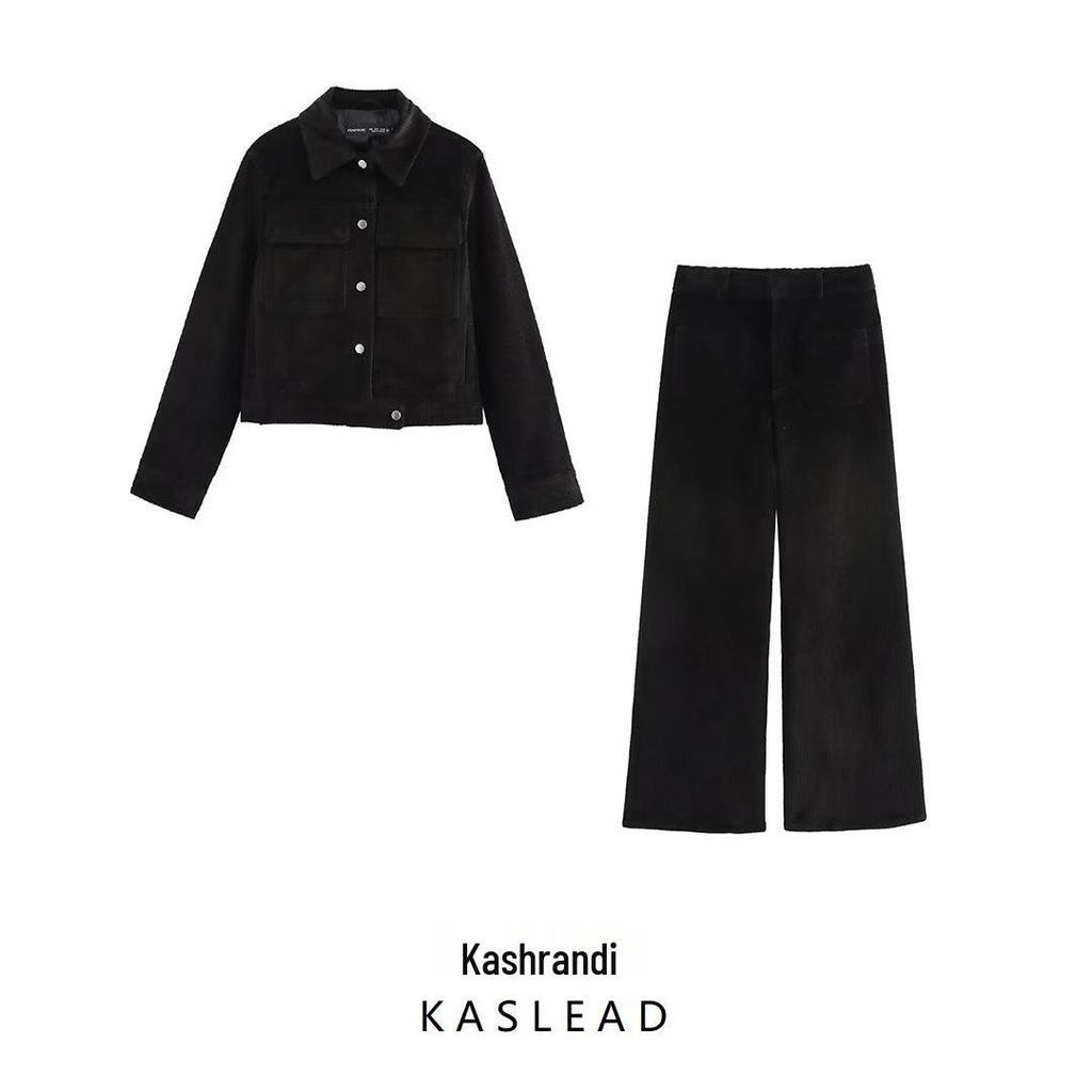 2024 Winter Women's European & American Lapel Suit Jacket with Casual Long Pants