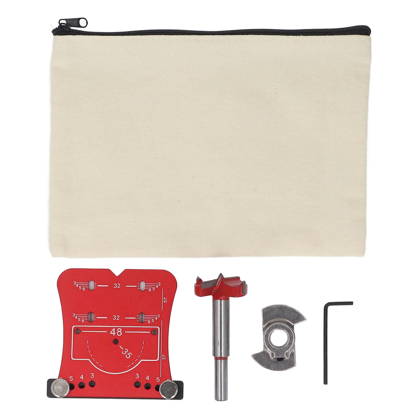 

35 мм Локатор для сверления петель Шаблон для сверления петель 4 варианта межцентрового расстояния Регулируемый маркер отступа Позиционирующая пластина красный