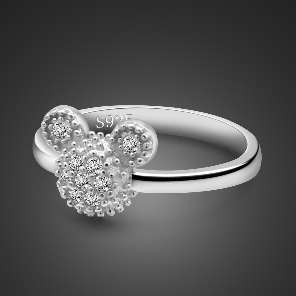 

100% 925 Серебряное кольцо Женский Матовый Дизайн Кольца Микки 6 -9 #Size Настоящий Твердый Серебряный Шарм Ювелирные Украшения Подарок День Рождения для Девочек