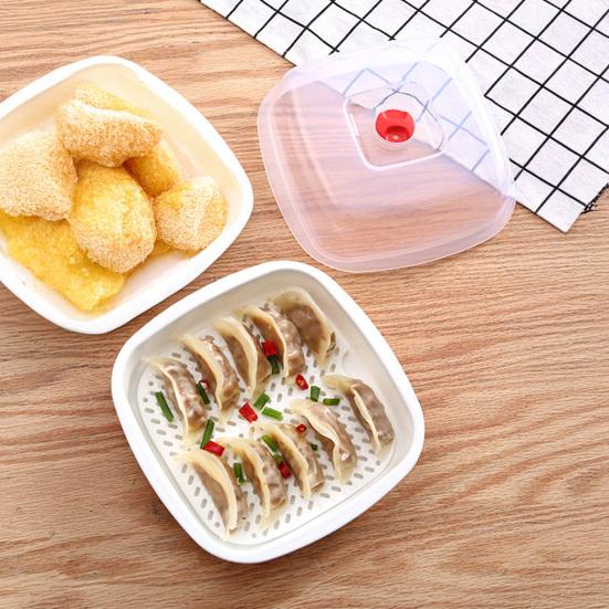 Vegetable Steamer Box Stackable Design Steaming Tray with Lid Microwave