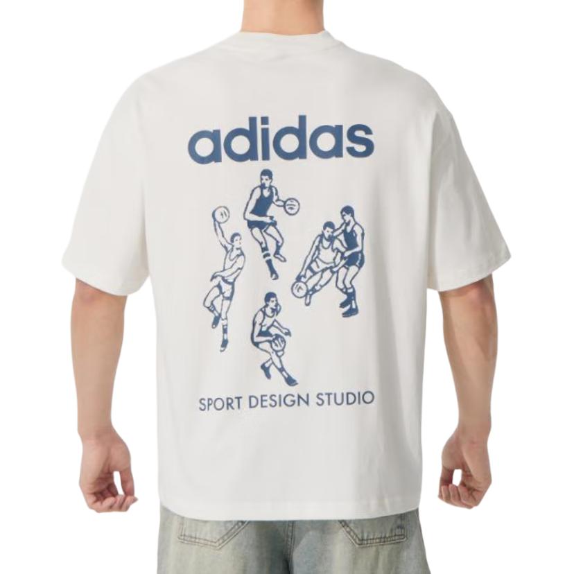 Adidas T Shirts Unisex White Crew Neck Moderate Straight Fit JX9127-