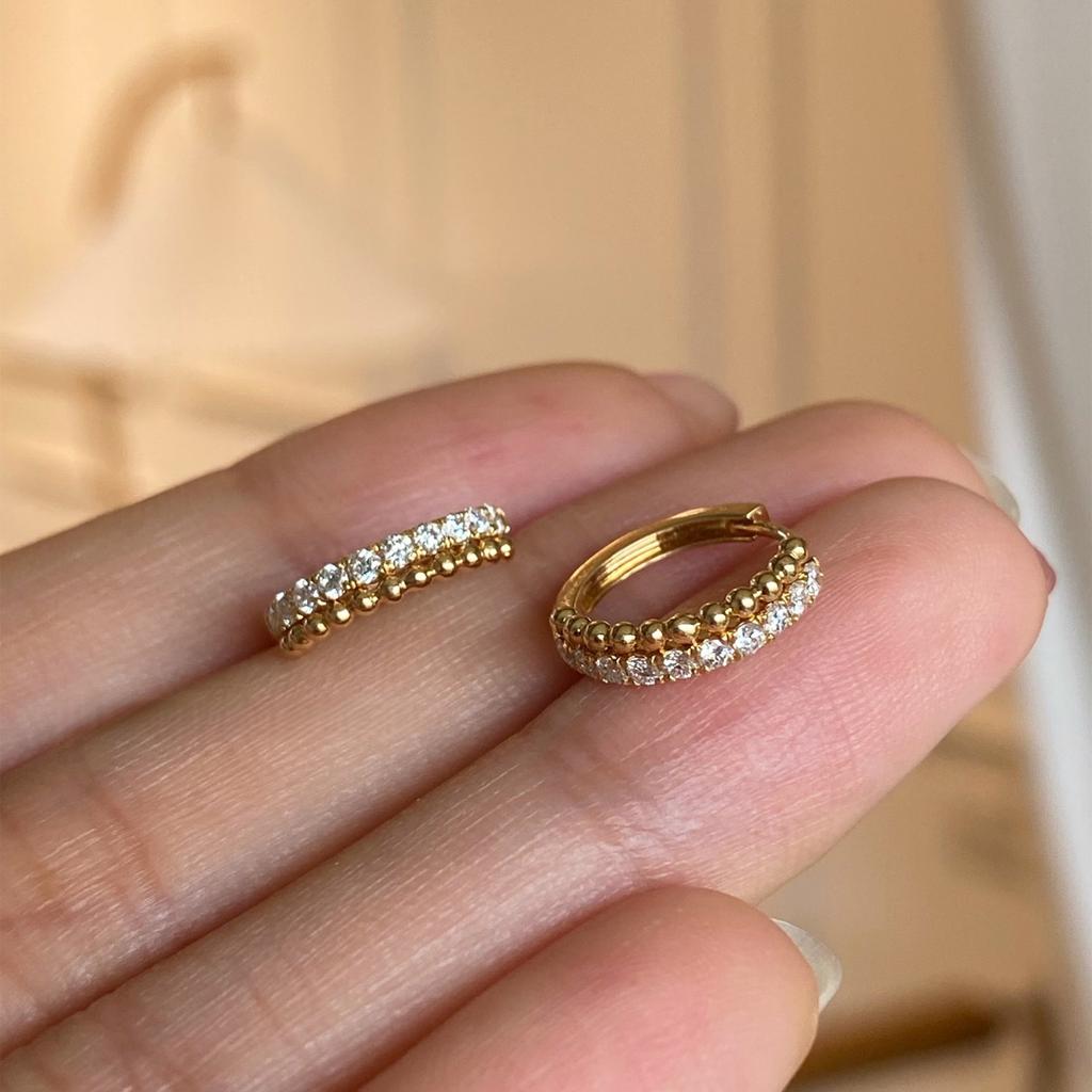 Pendientes Geométricos Brillantes de Zirconia con Chapado de Plata de Ley 925 y Oro de 18K Incrustado para Mujer Joyería Ligera de Lujo para Fiesta y Boda